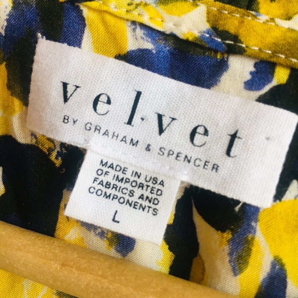 NWOT Velvet by Graham & Spencer Dress Flutter Cap Sleeve Abstract Print Yellow L - Picture 5 of 12